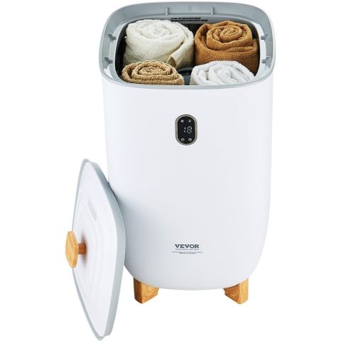 VEVOR 35L Grote handdoekverwarmer, handdoekverwarmer met LED-scherm en droogfunctie, slimme handdoekverwarmer met instelbare timer voor badkamer, badjas, deken en pyjama, automatische uitschakeling, wit