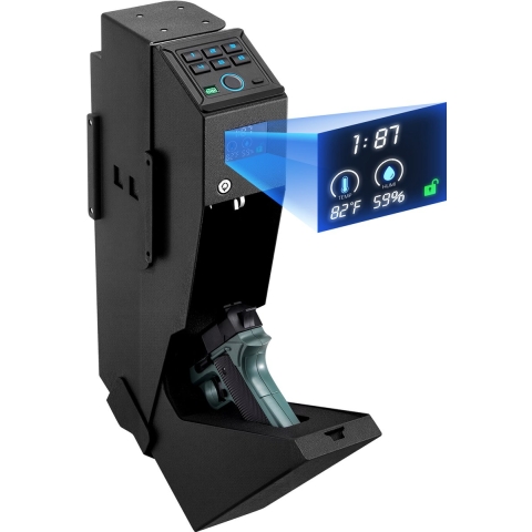 VEVOR Wapenkluis, Pistoolkluis met vingerafdruk/wachtwoord (6-cijferig toetsenbord)/sleutel, Wapenkoffer met LED voor 1 pistool en magazijn, 190 x 98 x 425 mm, Wapenkoffer voor nachtkastje