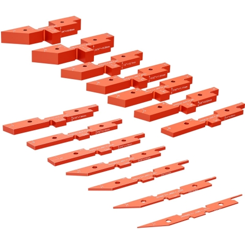 VEVOR Router Table Set-up Bars, 14 stuks, Precisie aluminium set-up blokken, Hoogtemeterset, met opbergkoffer voor lasergegraveerde maatmarkeringen, Diepte en hoogte meten