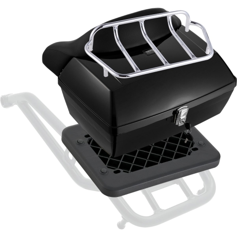 VEVOR Motorfiets Topkoffer 48L Universele Achterkoffer Gemaakt van PP-materiaal, Waterdichte & Afneembare Motorfiets Topkoffer met Meerdere Gaten in de Vloer & Plank Helmkoffer (565 x 500 x 380mm)