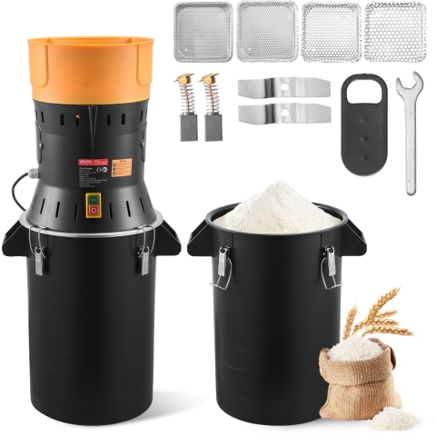 VEVOR elektrische graanmolen 25 liter, specerijenmolen 600 W, specerijenmolen met gegalvaniseerde en scherpe messen, verpulveraar voor droge granen, specerijen, muesli, koffie, maïs 390x320x815 mm