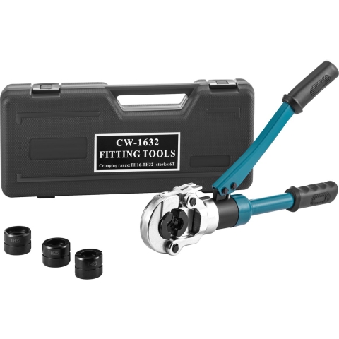 VEVOR pers-tangen TH16, TH20, TH25, TH32 mm, pers- en krimptang, pers- en perskracht 8 T, buispers- en pers- en perstang met 360° draaibare kop, ergonomische rubberen handgreep, handbediende zuigerklep, hydraulische drukklem