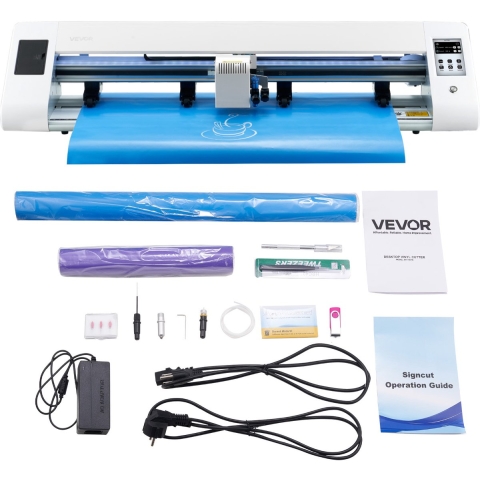 VEVOR Vinyl Cutter (snijmaat 60 cm) met automatische randdetectie en ontwerpsoftware en 2 mestypen en -materialen, compatibel met SVG/EPS/PLT, voor zelfgemaakte doe-het-zelfprojecten
