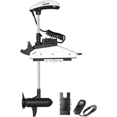 VEVOR elektrische buitenboordmotor, 12V 25kg stuwkracht met GPS, 10-snelheden boegmontage, zoutwaterbootmotor met afstandsbediening en LCD-batterij-indicator, voor kajaks, visboten, 137cm schacht