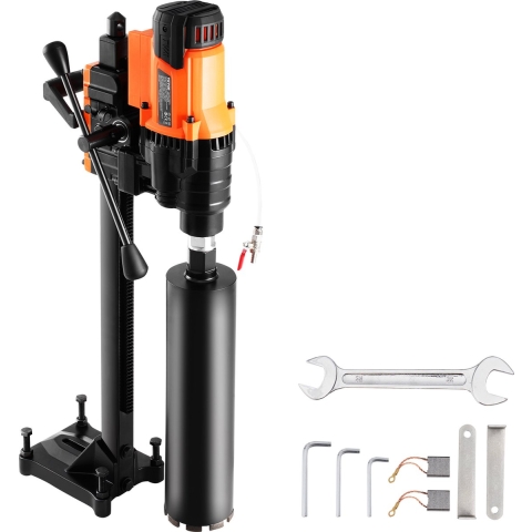 VEVOR Kernboormachine Diamantkernboormachine met boordiameter 2-25 cm met statief en kernboormachine, 3500 W Robuuste betonkernboormachine, natte en droge toepassing voor betonstenen