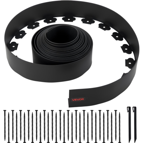 VEVOR Gazonrand, 10 m x 10 cm kunststof tuinrand met 30 pinnen en 2 grondpinnen, bloemperkrand, landschapsrand, uv-bestendige mini-hekranden voor bloemperken en tuinbestrating