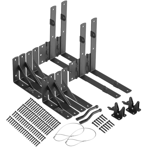 VEVOR Hoekbeugel voor poort, anti-doorzakkende ijzeren poortframe-hardwareset, hoekbeugel voor poort met vergrendelingskabel en schroef, 2 sets voor schuurdeuren, opritpoorten, houten ramen, zwart
