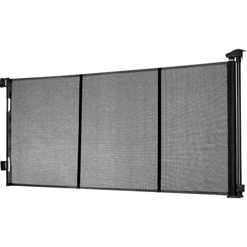 VEVOR Intrekbaar babyhekje, hondenhekje, uitschuifbaar tot 310 cm (B) / 795 mm (H), traphekje met veiligheidsslot, gaasveiligheidshekje voor trappen en gangen, binnen/buiten, zwart