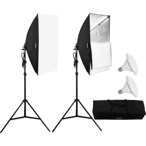 VEVOR Softbox Set, 50x70cm, Professionele fotostudioset met 30W 5500K LED-lampen, Bijna natuurlijk daglicht, Verstelbare statiefstandaard, Studiolampen voor fotografie, Video-opname, Livestreaming