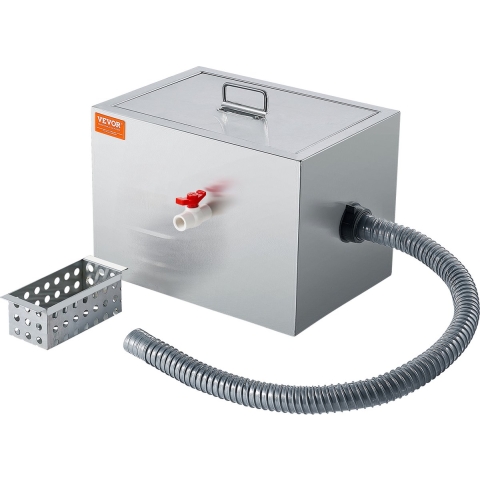 VEVOR Commerciële Vetafscheider, 8 lbs Vetafscheider, Zij-inlaatscheider, RVS Vetafscheider onder de gootsteen, 2,8 GPM Afvalwater Olie Waterafscheider, voor Restaurants etc.