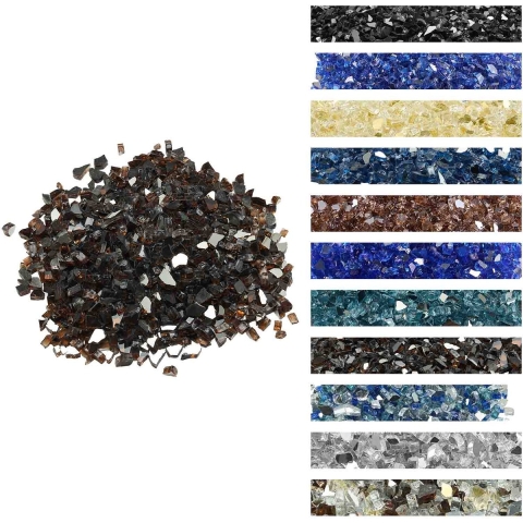 VEVOR Fire Glass, 4,5 kg, glazen stenen, 12,7 mm reflecterende vuurkorfglaskralen, vuurkorfglasstenen, haardglas, vuurkristal, vuurkralen, decoratieve stenen voor gashaarden, koperkleur