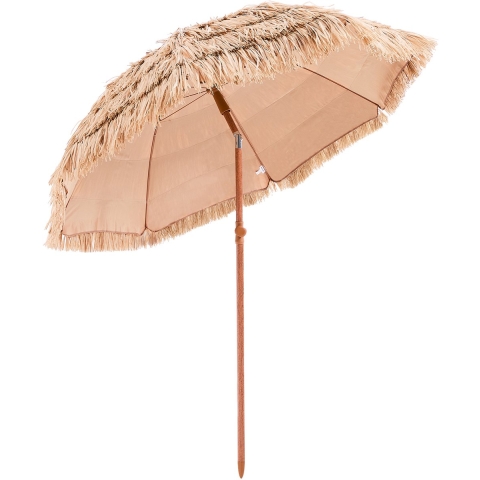 VEVOR Hawaiian Stro Paraplu, 1,8 m Kantelbare Stro Paraplu, Strandparaplu met PP Stro en 8 Metalen Baleinen, Tuinparaplu, Marktparaplu, Patioparaplu voor Strand, Terras, Zwembad, Achtertuin en Tuin