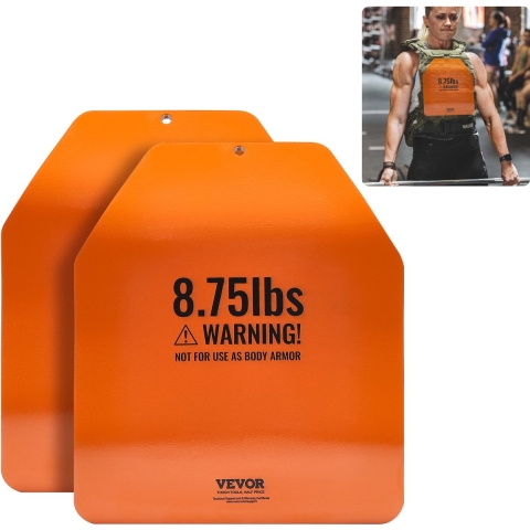 VEVOR Gewichtsvestplaten 3,97 kg x 2 stuks. Premium stalen gewichtsschijven, ergonomisch gevormd - WOD's, extra gewicht voor gewichtsvesten, krachttraining, hardlopen en fitness.