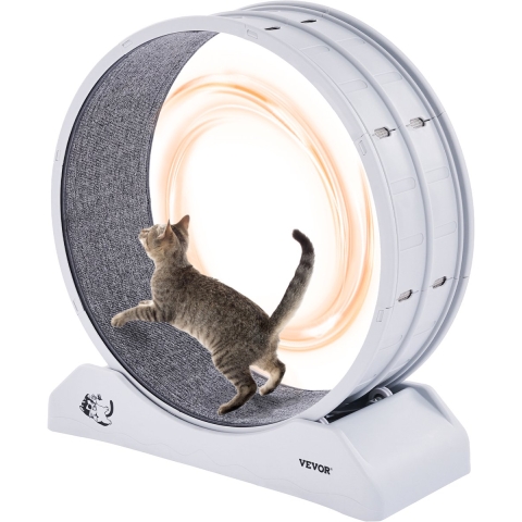 VEVOR Kattenloopwiel, 80 x 34 x 85 cm, Groot kattenloopwiel met veilige rem en tapijten, Stille werking, Loopband voor katten tot 4 kg, Kattenwiel voor gewichtsverlies en gezondheid, Wit
