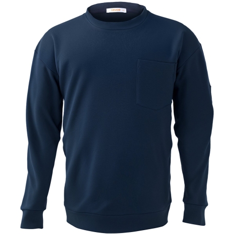 VEVOR Vlamvertragend overhemd met lange mouwen voor heren, lichtgewicht 7 oz ademend katoenen werkkleding met krimpbehandeling en zak, voor lassers en elektriciens, marineblauw, 2XL