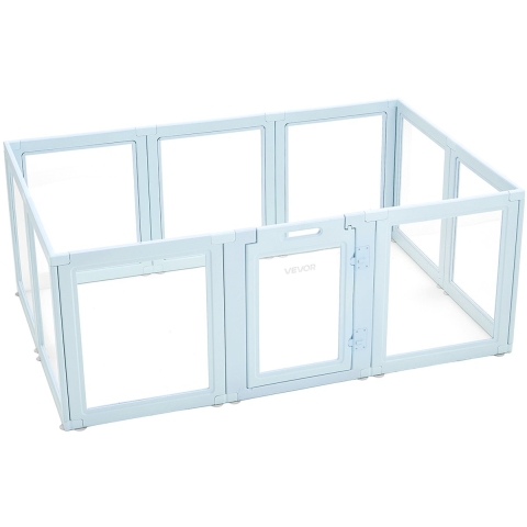 VEVOR Puppy Werpbak, 1930 x 1245 x 765 mm, Puppy Speelpen met Transparante Vensters en Slot, Blauw PE Frame, Hondenren, Honden Werpbak, Dierenren voor Grote Honden