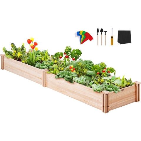 VEVOR verhoogd bed 240 x 60 x 25 cm plantenbak van sparrenhout groentebed bloembak kruidenbed tuinbed plantenbak Ideaal voor het kweken van groenten, fruit, kruiden, vetplanten, enz.