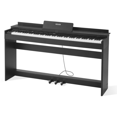 VEVOR Digitale Piano, 88 Toetsen Volledig Gewogen, Aanslaggevoelige Elektrische Piano met Meubelstandaard, Voeding, Drievoudig Pedaal, 680 Toetsen, Ondersteunt Draadloze Verbinding, Met Hoofdtelefoon, Voor Beginners