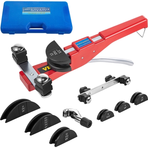 VEVOR pijpenbuiger, 7 matrijzen 1/4-7/8 inch 6-22 mm ratelpijpenbuigerset, 90° handmatige pijpenbuiger met omgekeerde buigbevestiging, 10 KN buigkracht handbuigmachine