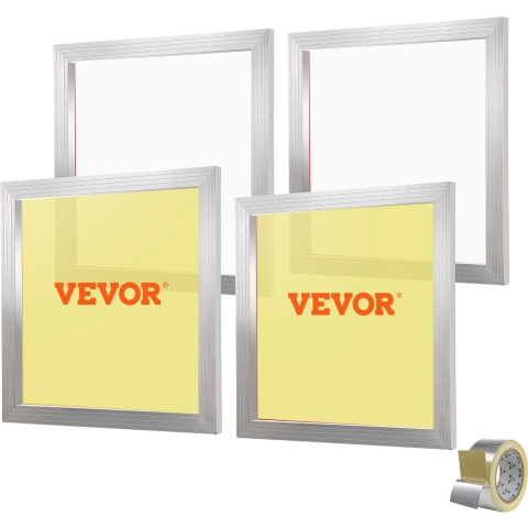 VEVOR 4 stuks aluminiumlegering zeefdrukframe zeefdrukpers 20x20 inch, accessoires voor zeefdrukmachines 110 mesh, zuurbestendig en niet-vervormbaar voor kussenslopen, stoffen, papier, kopieerpapier etc.