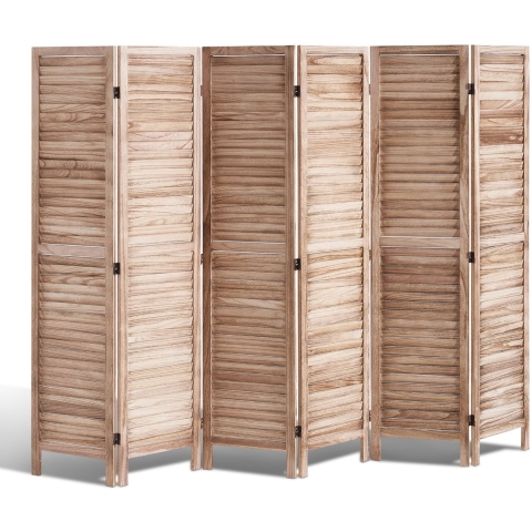 VEVOR kamerscherm, 6 panelen houten opvouwbaar privacyscherm, 242 cm lange kamerscherm, draagbaar decoratief scherm voor kamerafscheiding in Europese stijl voor thuis, restaurant, slaapkamer