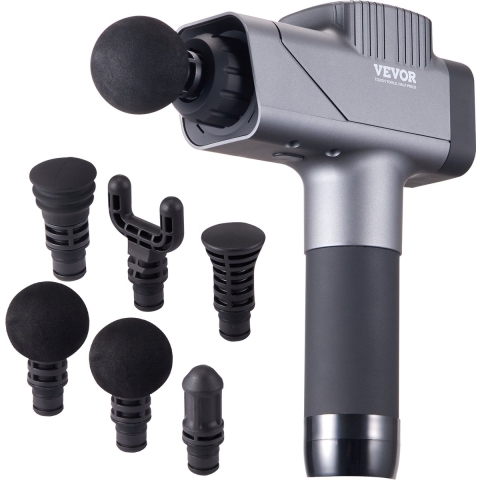 VEVOR Massage Gun, Massageapparaat voor Sporters - met 8 Snelheidsniveaus en 6 Massagekoppen, 35 W 2500 mAh Oplaadbare Batterijen, Elektrisch Massagepistool voor Pijnverlichting en Spierontspanning