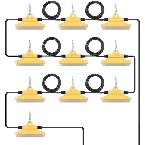 VEVOR 30,5 m bouwlamp, 150 W, 15.000 lm, 10-strengs werklamp, 5.000-5.500 K, IP65 waterdicht, met ophanghaak, voor bouwplaatsen, tijdelijke verlichting binnen en buiten