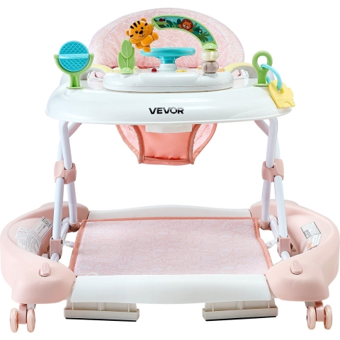 VEVOR 5-in-1 Babywalker, Opvouwbare Babywandelwagen, Speel- & Wandelwagen, In hoogte verstelbare Babybouncer met Comfortabele Hoge Rugleuning, Kantelbeveiliging voor Peuters van 6-24 maanden (Unisex)