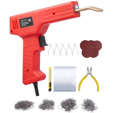 VEVOR kunststoflasapparaat, 100W kunststofreparatieset met 800 hete nietjes, laspistool, kunststof autobumpers met LED-verlichting voor kajaks, speelgoed, reparatie van scheuren in kunststof