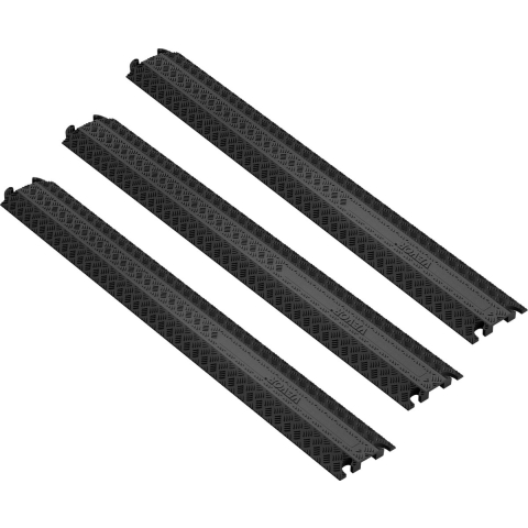 VEVOR set van 3 1-kanaals kabelbescherming oprit kabelbrug TPR slangenbrug 100 x 13 x 2 cm overloopbeveiliging 907 kg (per as) draagvermogen kabeloprit antislip uitvoering ideaal voor parkeerplaatsen