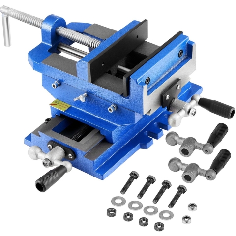 VEVOR Machinebankschroef, bekbreedte 10,16 cm, 2-weg XY-as kruisbankschroef, bekopening 8,89 cm, gietijzer, werkbankklem, voor houtbewerking, boor- en freesmachines