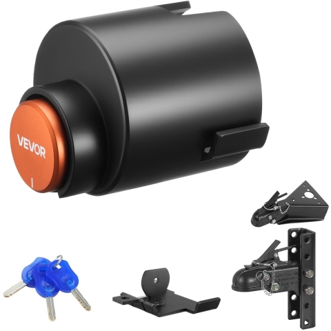 VEVOR aanhangwagenslot, compatibel met 58,7 mm kogelkoppelingen, aanhangwagenslot met 3 sleutels, corrosiebestendig, antidiefstalbeveiligingsslot voor campers, aanhangwagens en boten