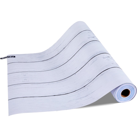 VEVOR Zelfklevend behang, 45 cm x 12 m, Muurbehang, Zelfklevende folie met witte houtstructuur, Waterdicht, Meubelfolie, Decoratieve vinylrol voor slaapkamer, keuken, kantoor, badkamer, meubels