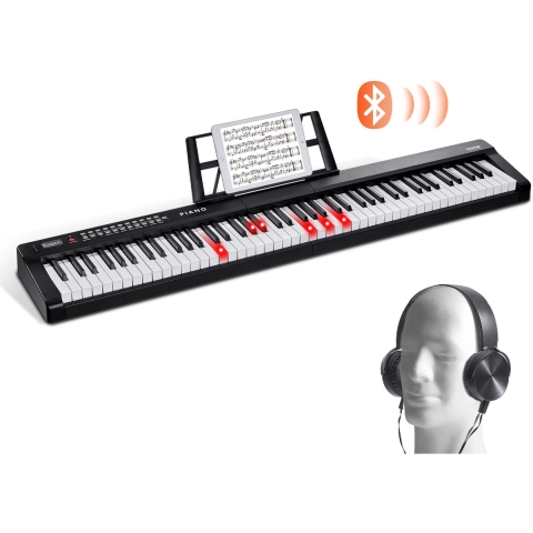 VEVOR 88-toetsen digitale piano, semi-gewogen toetsen, draagbare elektrische pianoset van normaal formaat met 1000 toetsen, ingebouwde luidsprekers, sustainpedaal, koptelefoon, Bluetooth, MIDI, USB voor beginners