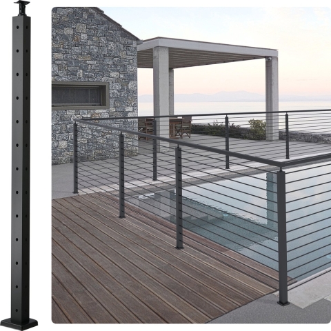 VEVOR kabelleuningpaal, 106,68 x 2,54 x 5,08 cm L-vormige hoekleuningpaal, 12 voorgeboorde gaten, SUS304 roestvrijstalen leuningpaal met gebogen beugel, 1 verpakking, 1JZLGZHS1067CSWRBV0