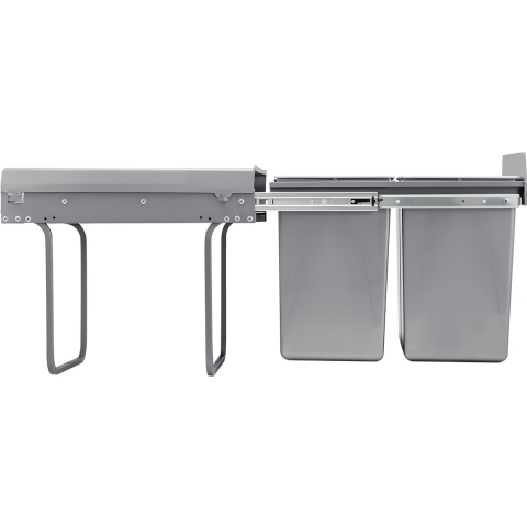 VEVOR Uittrekbare Prullenbak voor Keukenkastjes (20 L x 2) Dubbele Prullenbak onder de gootsteen, afvalbak voor onderbouw, met stevig volledig uittrekbaar schuifsysteem van metaal en handgreep