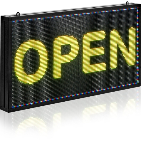 VEVOR Programmeerbaar LED-bord P10 Full Color Flexibel Digitaal Scrollpaneel, DIY Displaybord met Aangepast Tekstpatroon en GIF & Bluetooth App-bediening (670 x 350 x 55 mm)