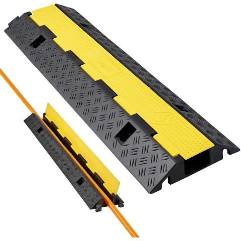 VEVOR 1000mm kabelbeschermer, 9979 kg draagvermogen, 1-kanaals rubberen kabelbeschermer, struikelbeveiliging, vloerbedekking, voor ruimtes met hoge drempels, thuis, kantoor, magazijn, 1 verpakking