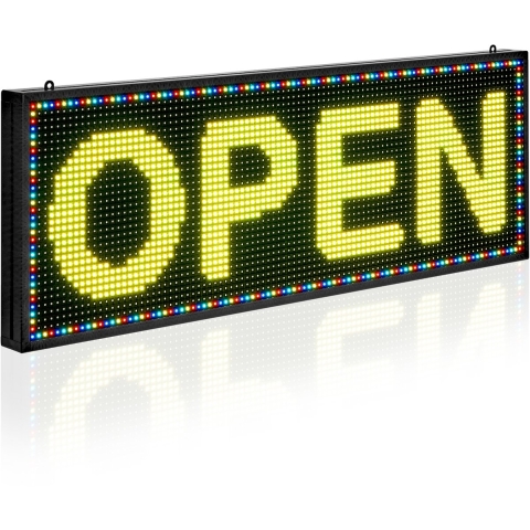 VEVOR Programmeerbaar LED-bord P10 Full Color Flexibel Digitaal Scrollend Paneel, DIY Displaybord met Aangepast Tekstpatroon en GIF & Bluetooth App Control LED Scrollend Bericht (99 x 35 cm)