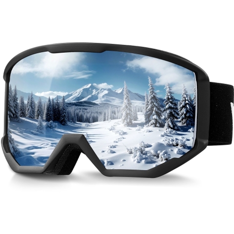VEVOR Skibril, Cilindrische lens met Silver Mirror Revo-coating, OTG anti-condens motorbril, motorcrossbril, crossbril geschikt voor skiën, schaatsen, snowboarden, fietsen