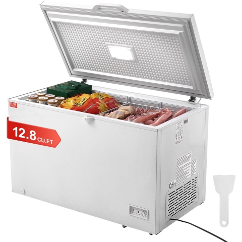 VEVOR Diepvrieskist, 345 liter diepvriezer en 4 uitneembare manden, vrijstaande commerciële diepvrieskist met bovendeur en afsluitbaar deksel, instelbare temperatuur met 7 niveaus