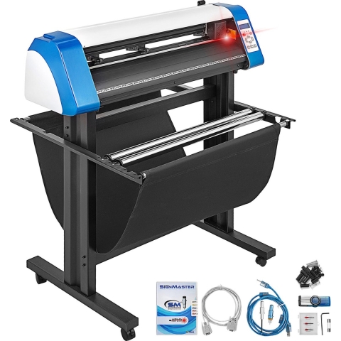 VEVOR Vinyl snijmachine, plottermachine, 87 cm vinyl snijmachine, semi-automatische DIY vinyl printer snijmachine, handmatige positionering van borden snijden met vloerstandaard Signmaster software