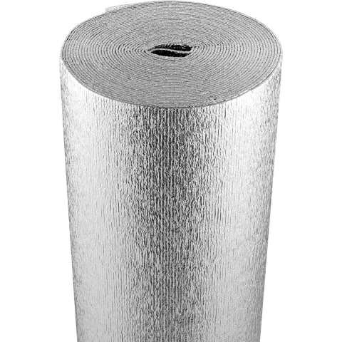 VEVOR Dubbel reflecterende isolatierol, schuimkern stralingsbarrière, 3,2 mm, 48" x 50ft, dubbelzijdig warmtereflecterend schild gemaakt van aluminiumfolie en EPE-schuim, thermische isolatierol voor ramen en camperdaken