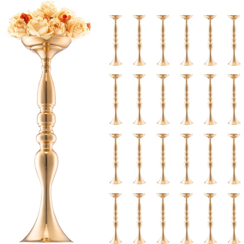 VEVOR 24 stuks 50 cm hoge bloemenvazen ​​voor bruiloften, metalen middelpunt voor bruiloften, gouden standaard voor bloemstukken voor tafels bij bruiloftsdiners, feesten, jubilea, ceremonies en verjaardagen