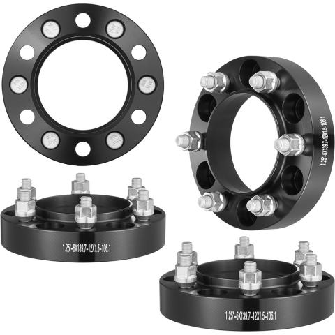 VEVOR wielspacers, 1,25 inch 6 x 5 inch wieladapters, 6 wielbouten, gesmeed, 106,1 mm boring, naafcentrische M12 x 1,5 bouten, spacers, geschikt voor Toyota en Lexus 1979-2023
