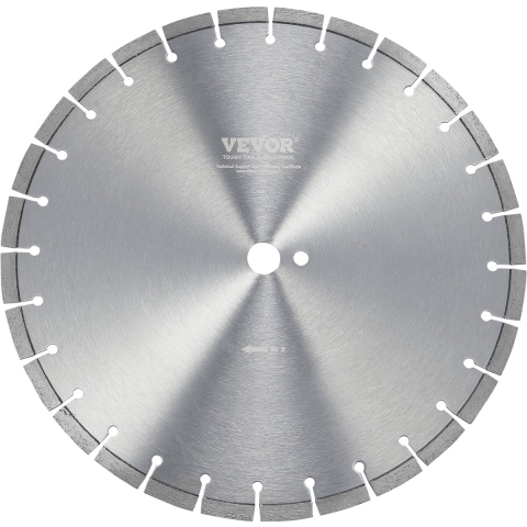 VEVOR Diamantzaagblad Betonzaagblad 40 cm voor nat of droog werk, 12 mm diamantsegmentzaagblad met vlakke tanden, middengatdiameter 25,4 mm, voor beton, cementplaten, tegels, bakstenen