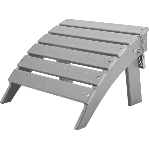 VEVOR Adirondack stoel voetenbank, 430x480x330 mm, opvouwbare Adirondack poef van HDPE-kunststof, tuinstoel, veel gebruikt voor buiten, veranda, zwembad, gazon, achtertuin, grijs