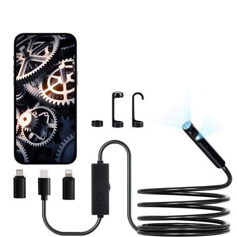 VEVOR endoscoopcamera met licht, endoscoop met dubbele lens voor Android en iOS, 1920P HD-inspectiecamera met 8+1 ledlampen, 2x zoom, 3 m slangkabel, IP67 waterdichte camera voor auto, loodgieterswerk