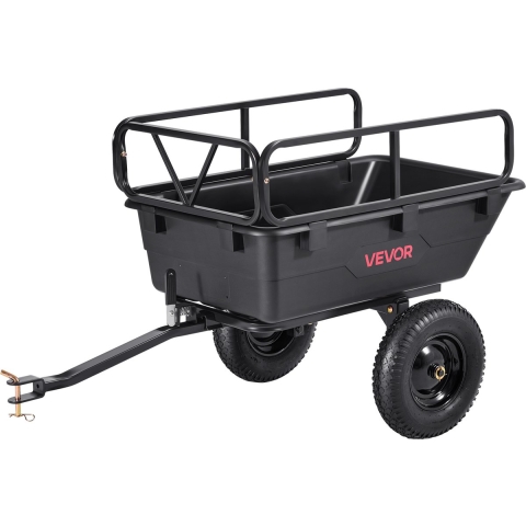 VEVOR Dump Trailer, 500 lbs ATV UTV Transport Trailer, Pull-Along Kiepwagen met 16-inch banden, Handtrek of voetpedaal, Zware tuintrailer voor grasmaaier, tractor, tuinafval