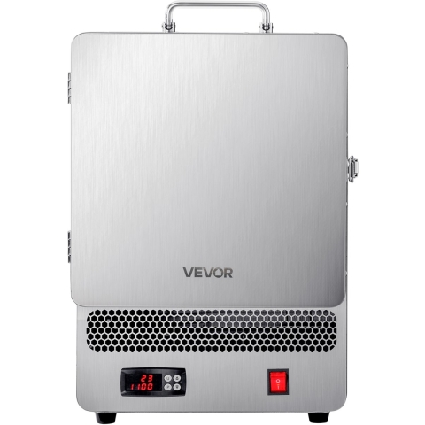 VEVOR Tafelsmeltoven 1500W Krachtige elektrische oven 1200℃ Maximale temperatuur, RVS Goudsmeltoven voor Wasgieten Klei DIY Metaalharden Glazuur op Keramiek, Zilver